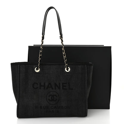 Chanel Mixed Fibers Striped Small Deauville Tote Black 11 of 11