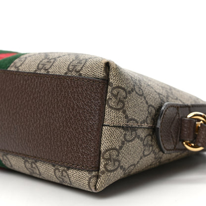Gucci GG Supreme Monogram Textured Dollar Calfskin Web Small Ophidia Dome Shoulder Bag Beige Ebony New Acero 9 of 11