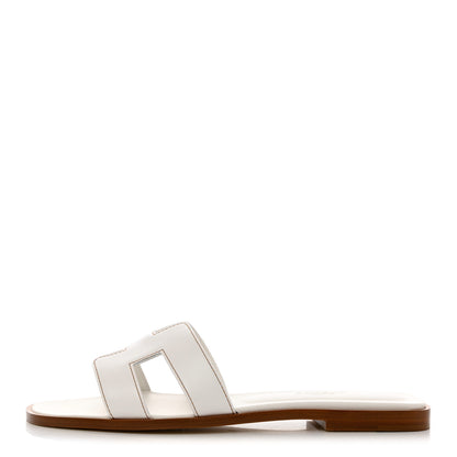 Hermes Box Calfskin Oran Sandals 36.5 White 1 of 10