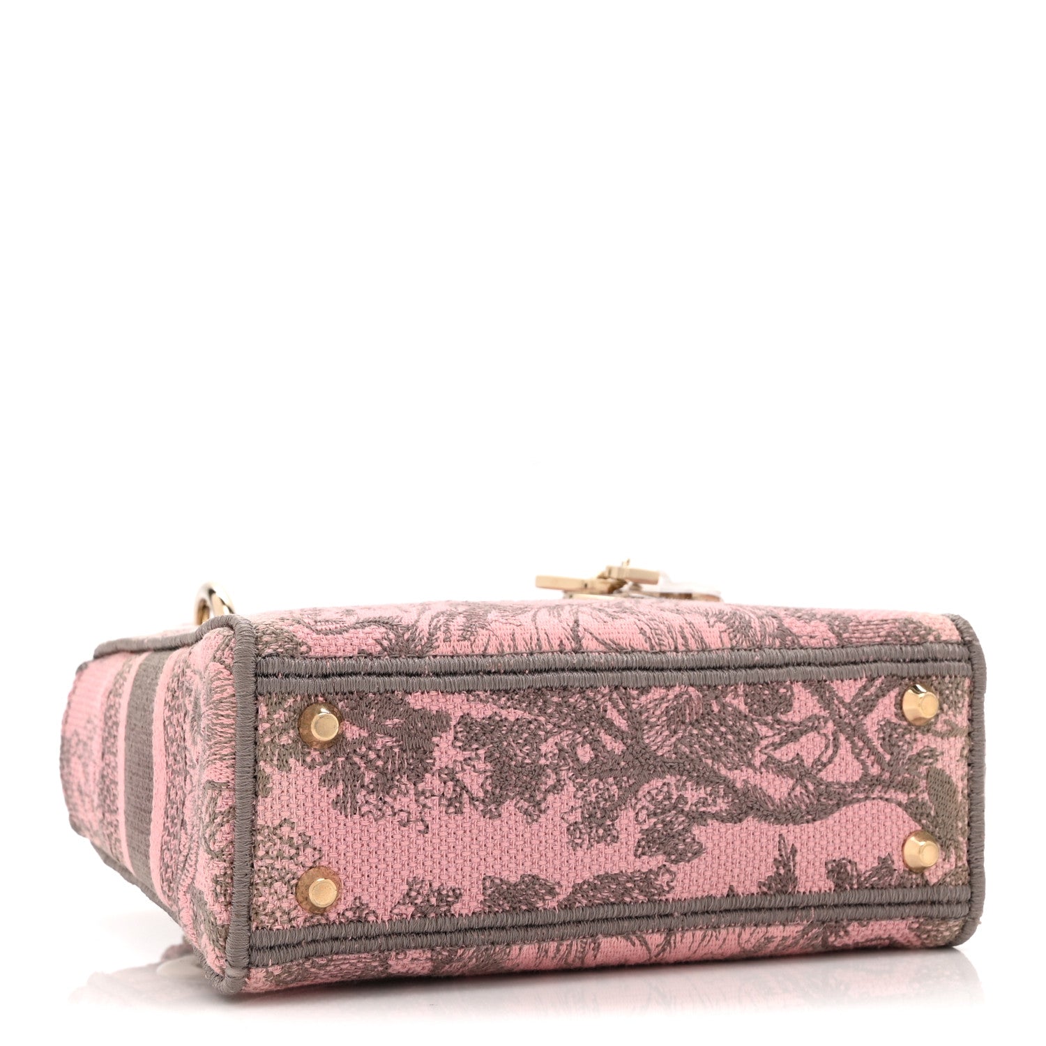 Christian Dior Canvas Toile De Jouy Embroidered Mini Lady D-Lite Gray Pink 4 of 10