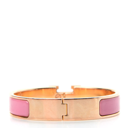 Hermes Enamel Narrow Clic Clac H Bracelet PM Rose Velours 3 of 6