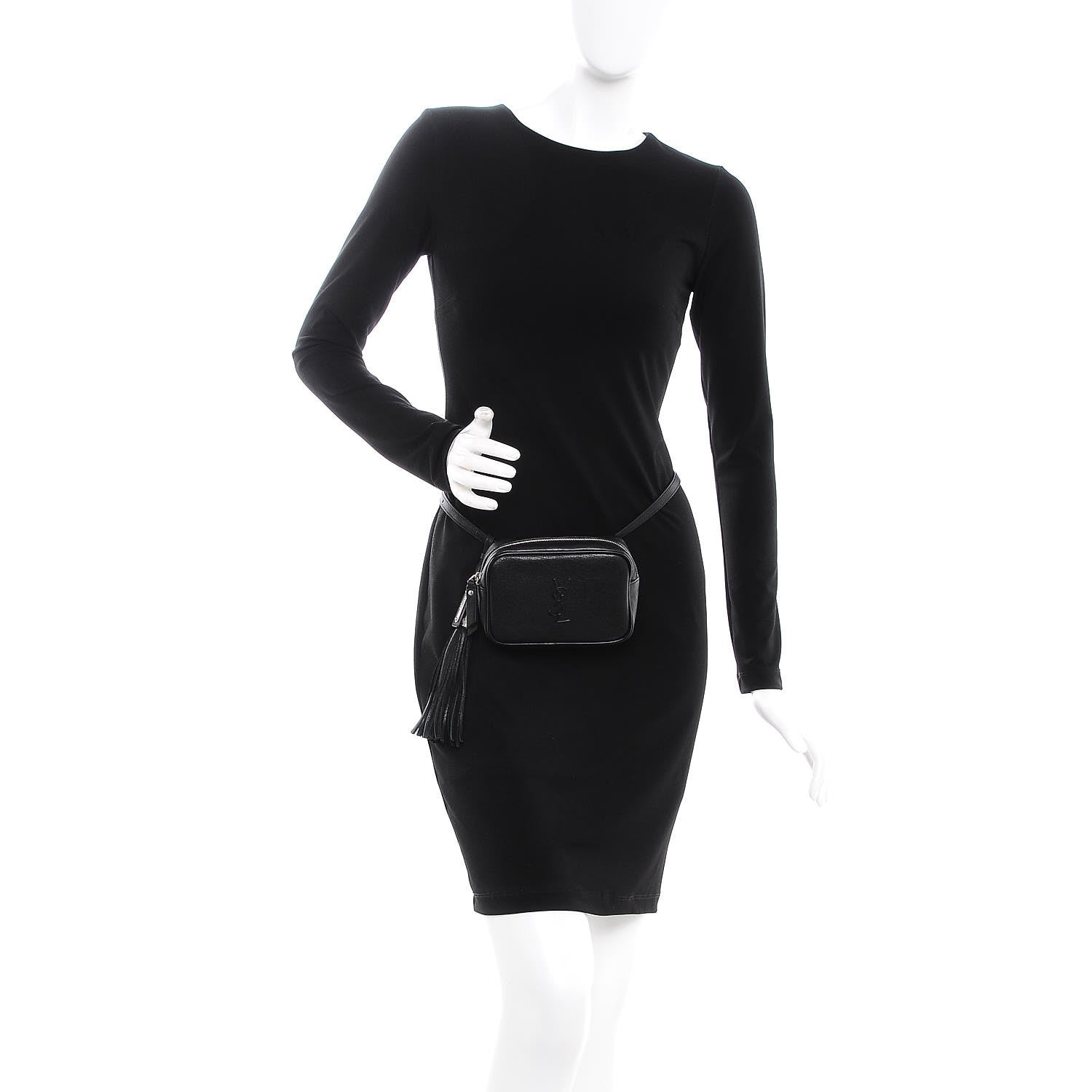 Saint Laurent Lambskin Monogram Lou Belt Bag Black 2 of 8