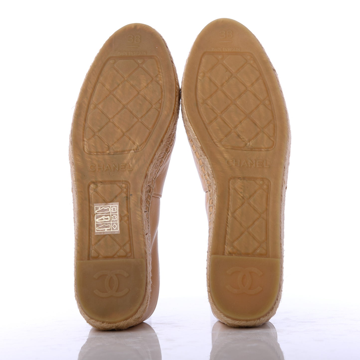 Lambskin CC Espadrilles 38 Beige Black