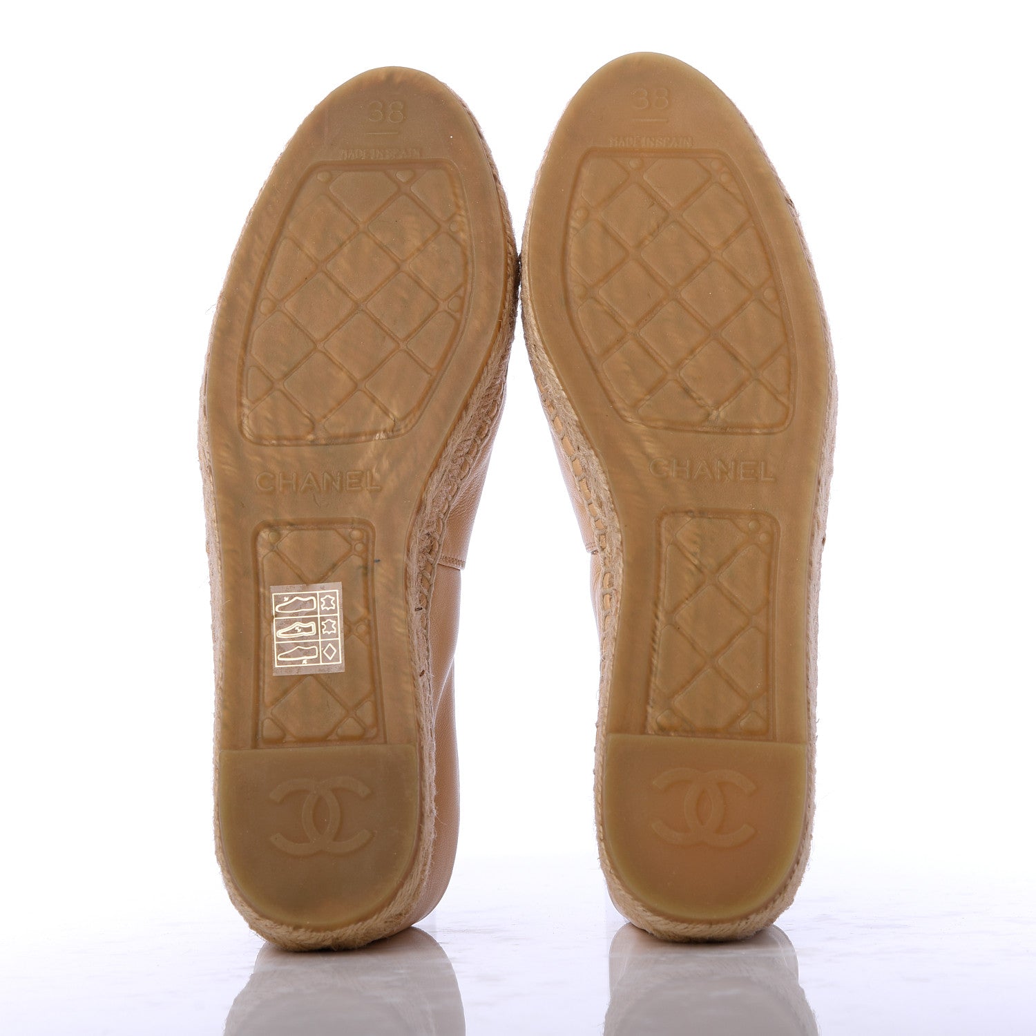 Chanel Lambskin CC Espadrilles 38 Beige Black 5 of 9