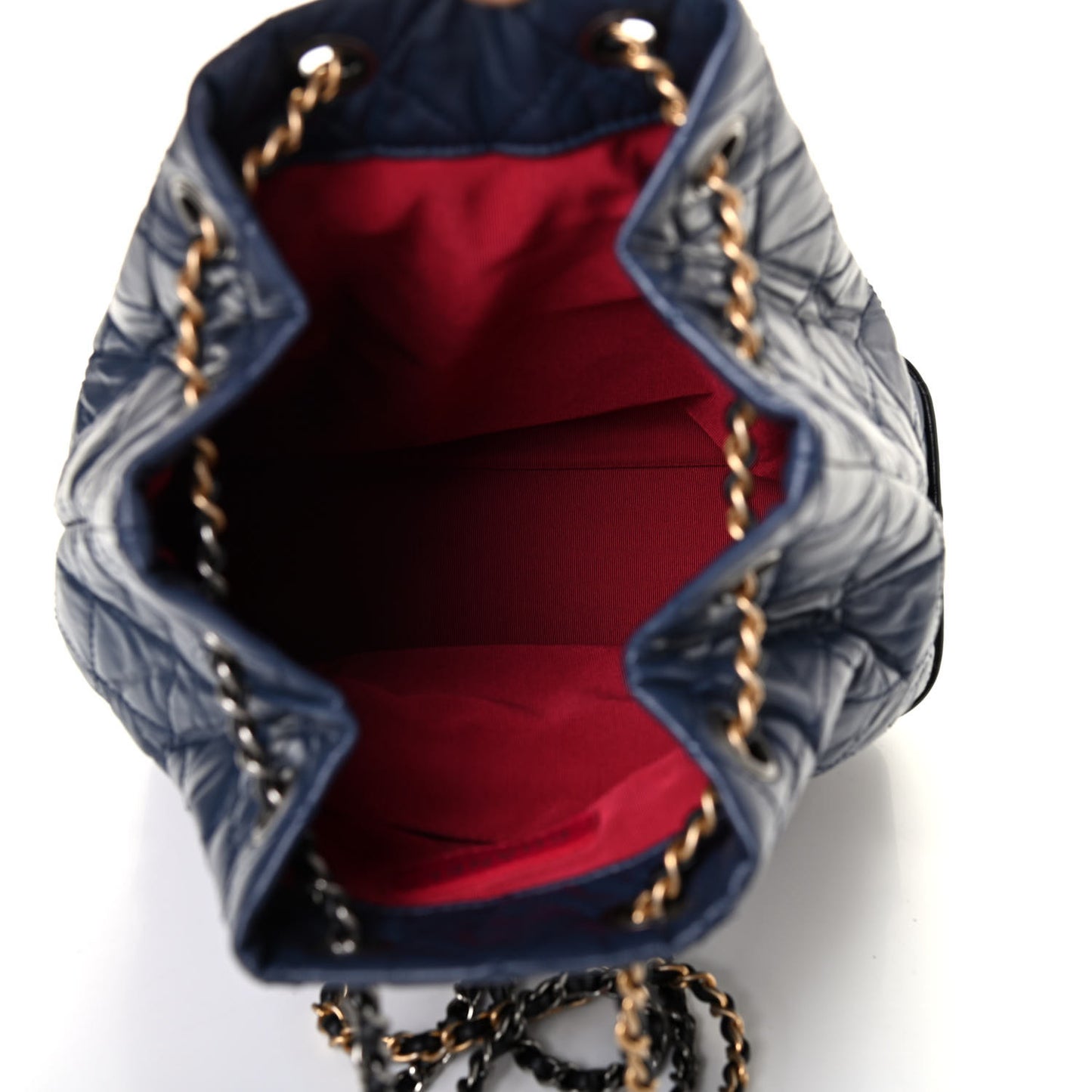 Aged Calfskin Quilted Gabrielle Backpack Navy Black
