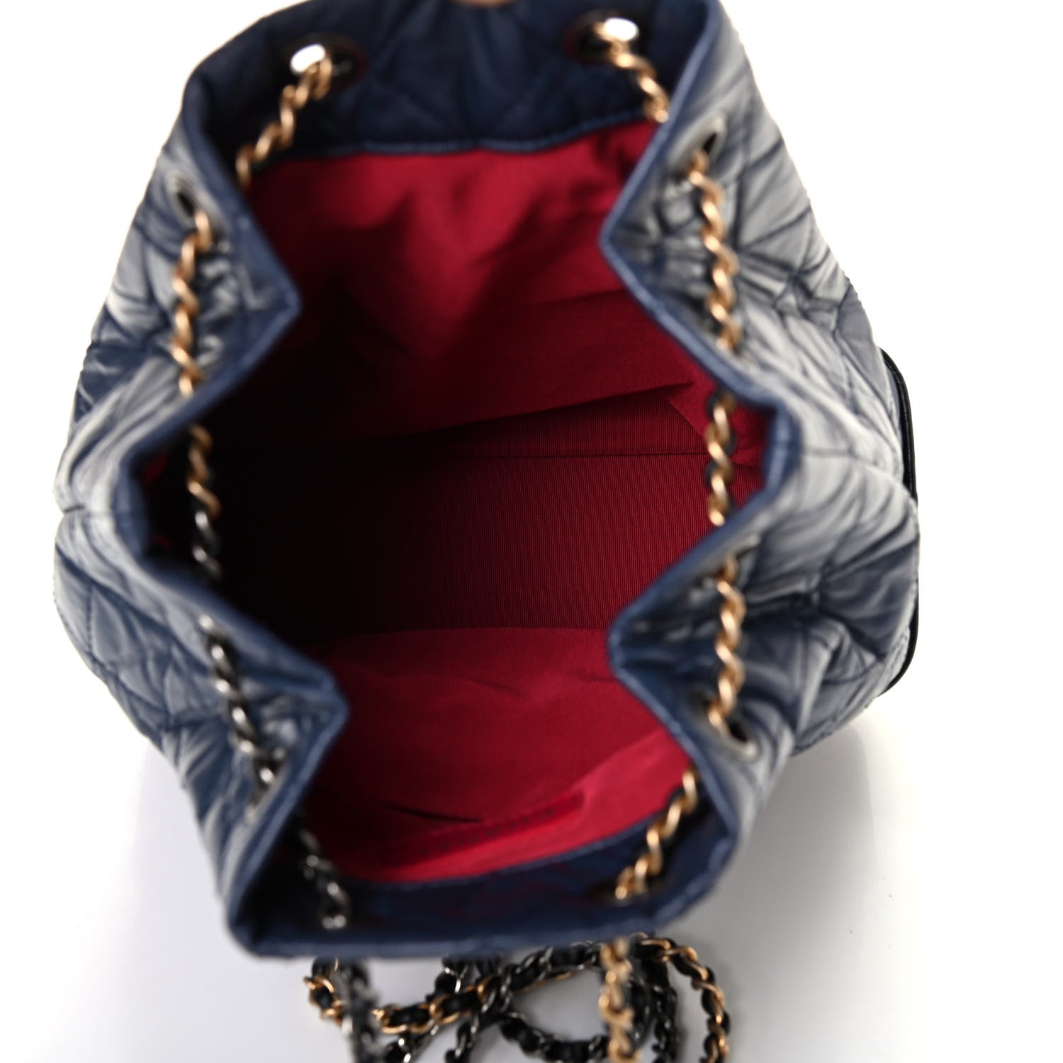 Chanel Aged Calfskin Quilted Gabrielle Backpack Navy Black 4 of 5