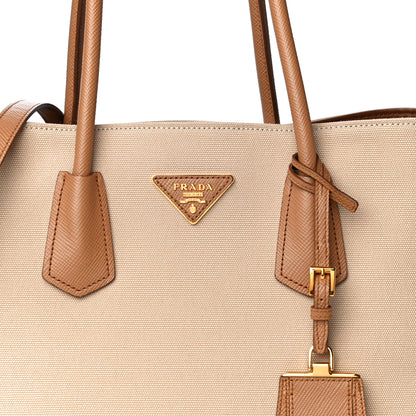 Prada Canapa Saffiano Large Double Bag Corda Caramel 10 of 13