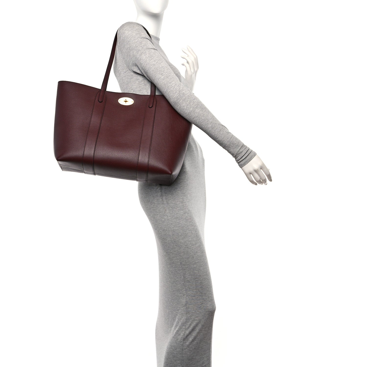 Mulberry Small Classic Grain Bayswater Tote Burgundy Oxford Blue 2 of 9
