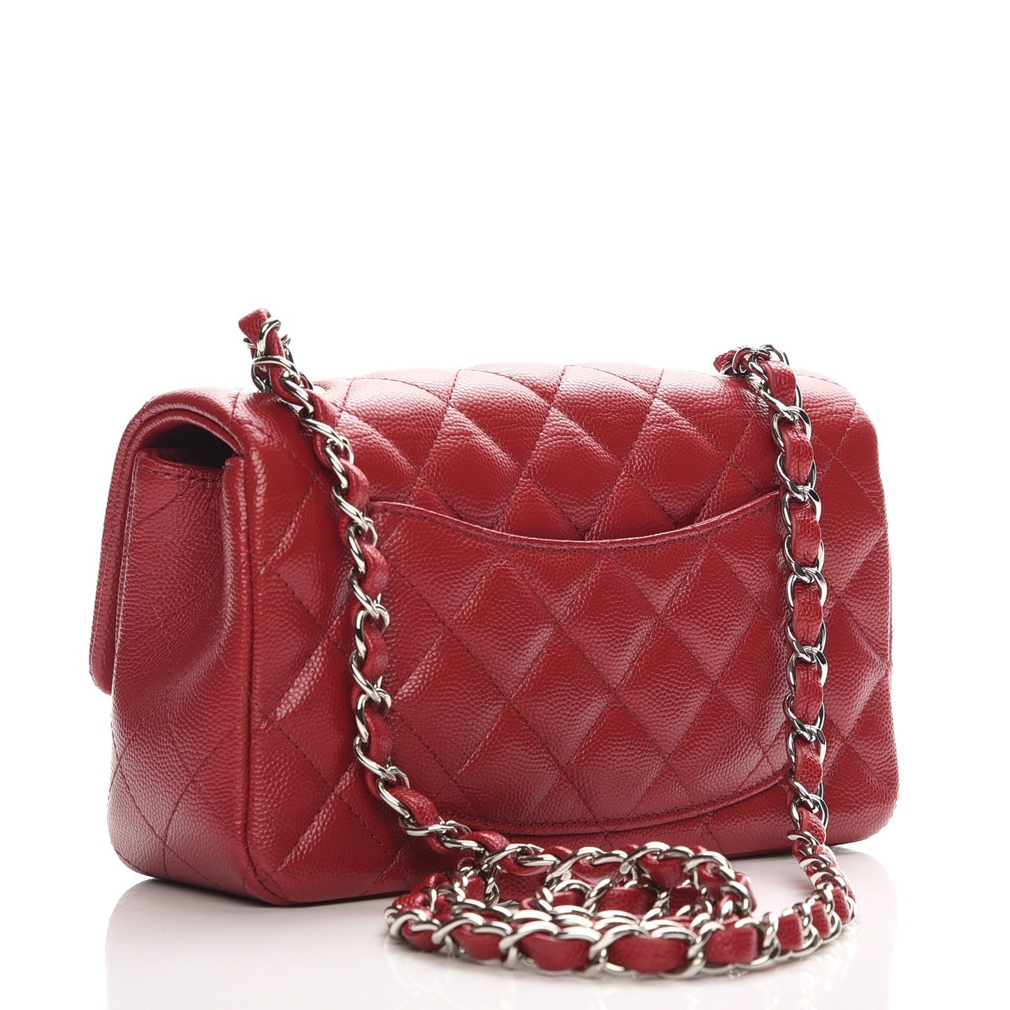 Caviar Quilted Mini Rectangular Flap Red