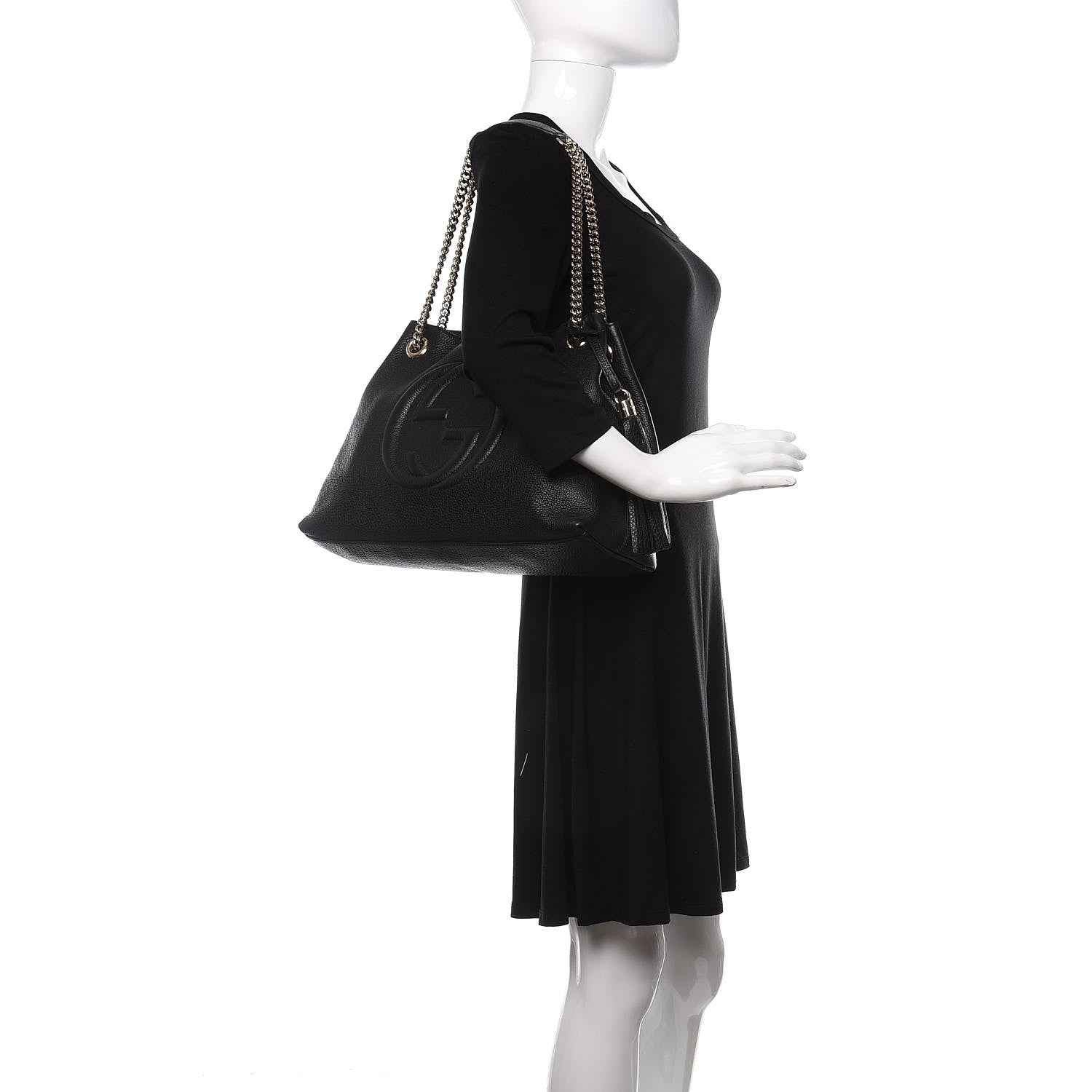 Gucci Pebbled Calfskin Medium Soho Chain Shoulder Bag Black 2 of 10
