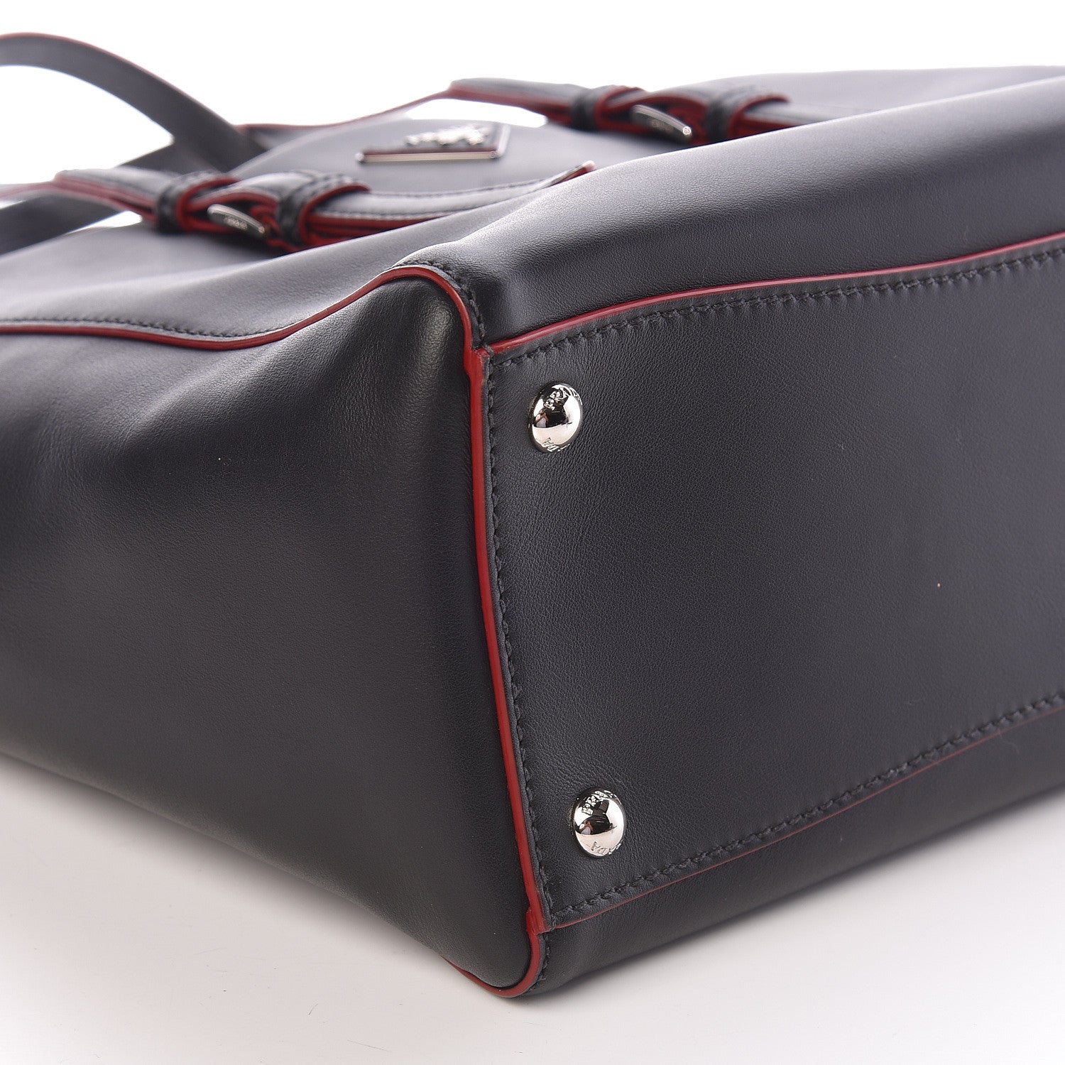 Prada City Calf Sport Tote Black Rosso 7 of 8