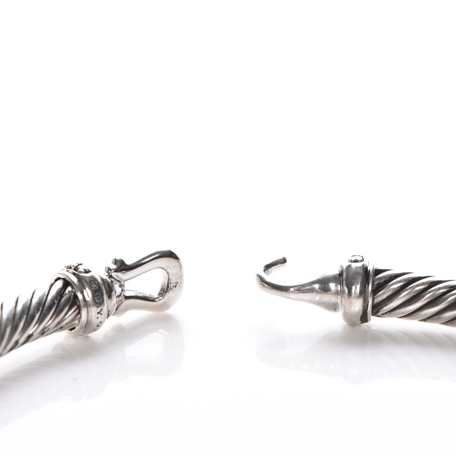 David Yurman Sterling Silver Diamond 5mm Cable Buckle Bracelet 4 of 6