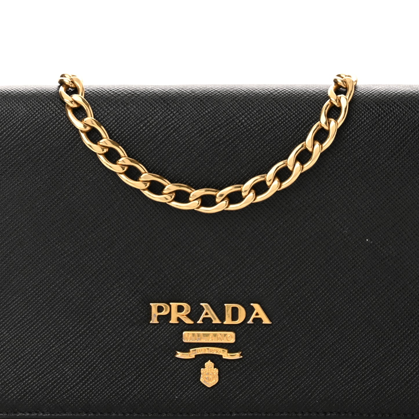 Saffiano Lux Chain Wallet Black