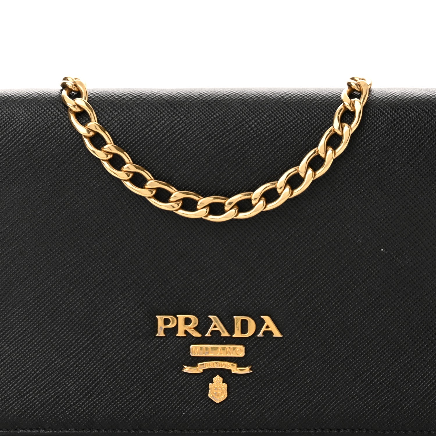 Prada Saffiano Lux Chain Wallet Black 6 of 12