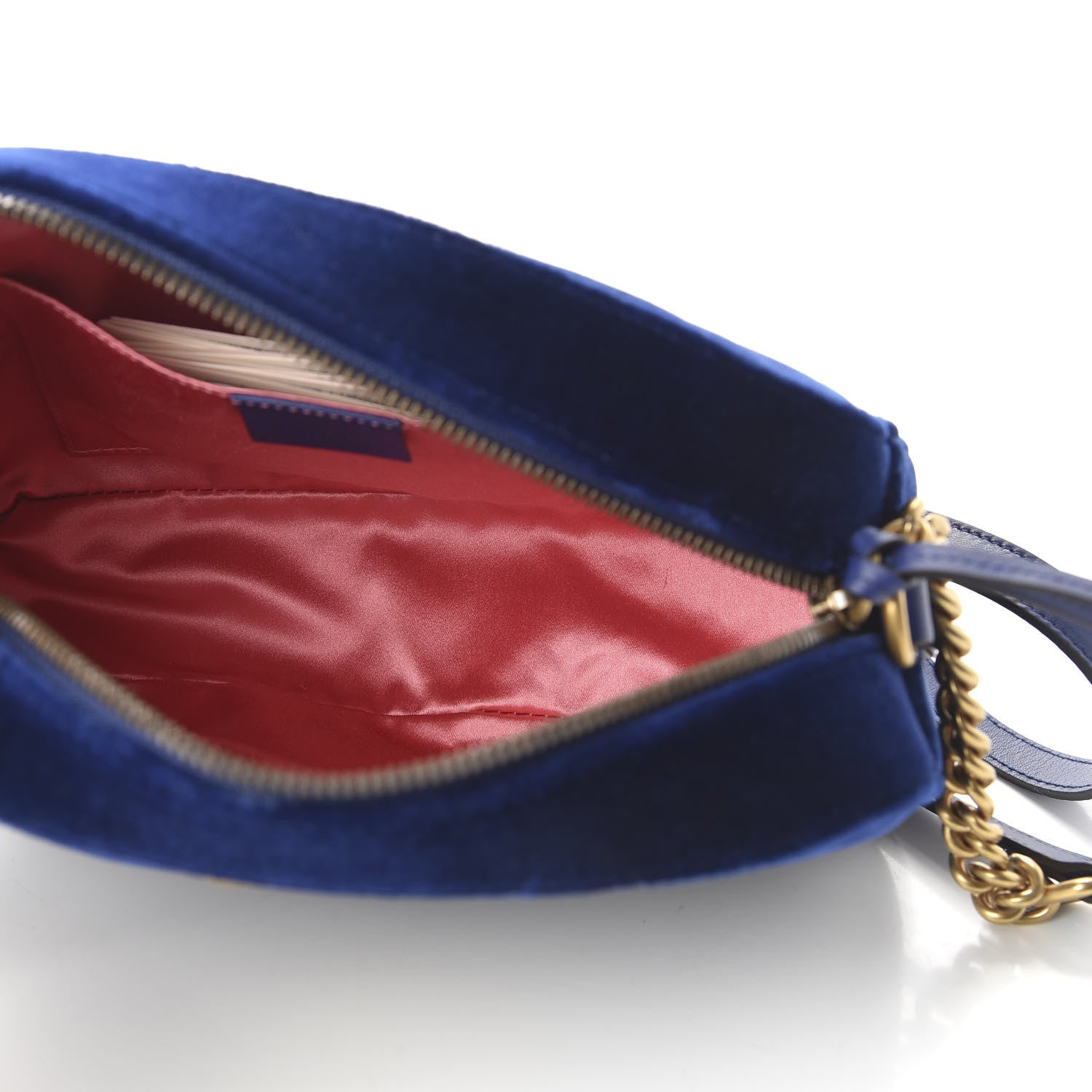Gucci Velvet Matelasse Small GG Marmont Chain Shoulder Bag Cobalt 9 of 11