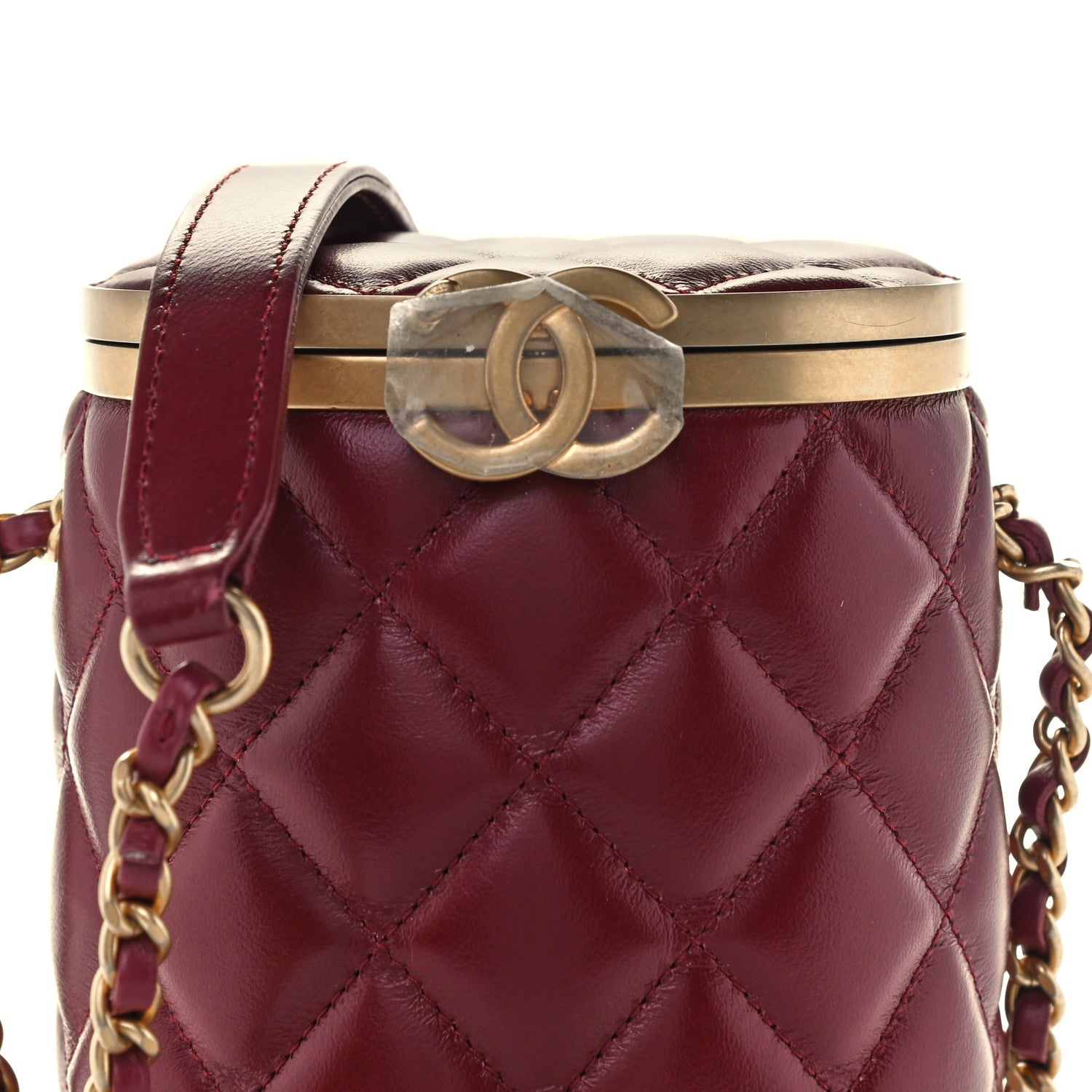 Chanel Lambskin Quilted Mini Crown Box Bag Burgundy 8 of 12