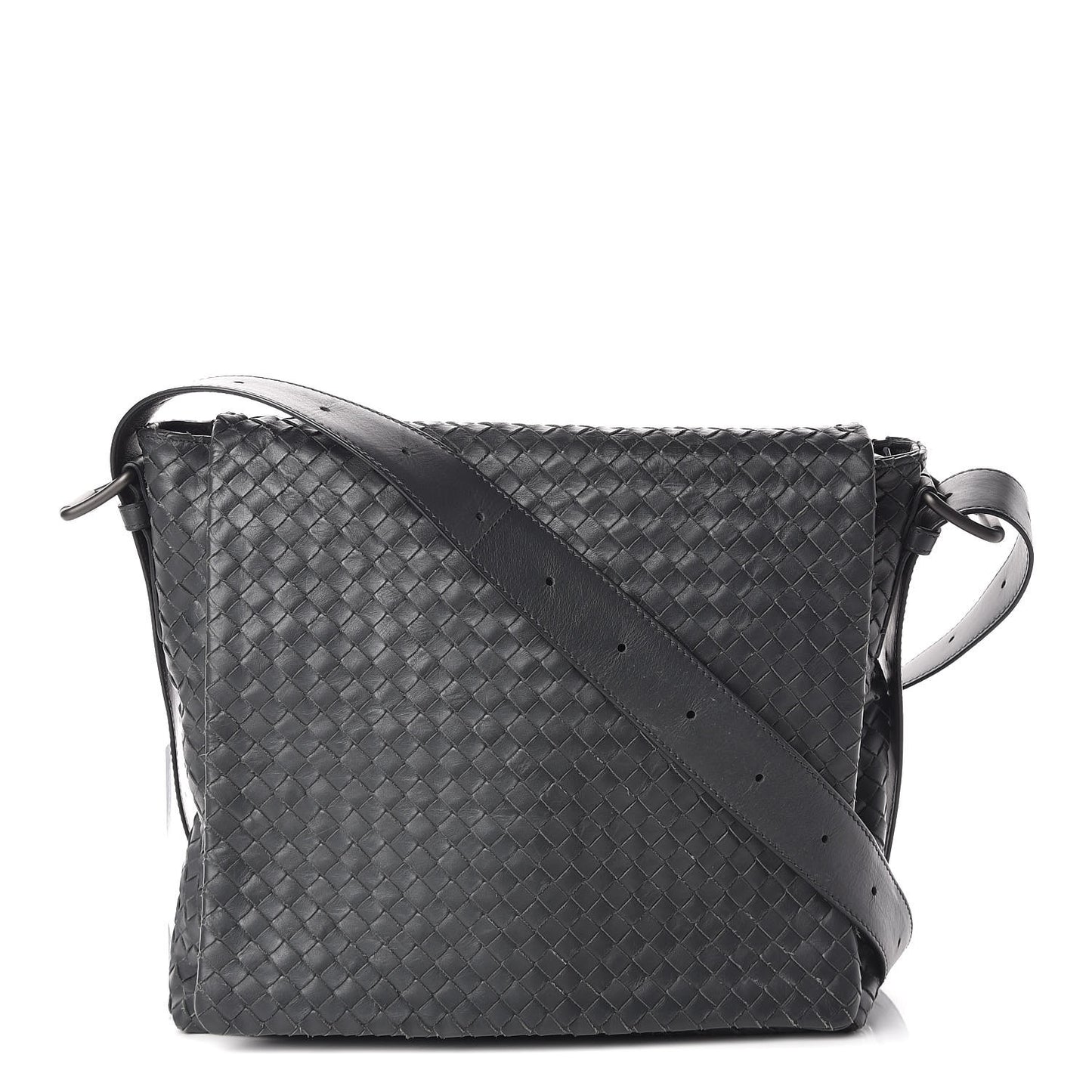 Nappa Intrecciato Messenger Bag Ferro Gray
