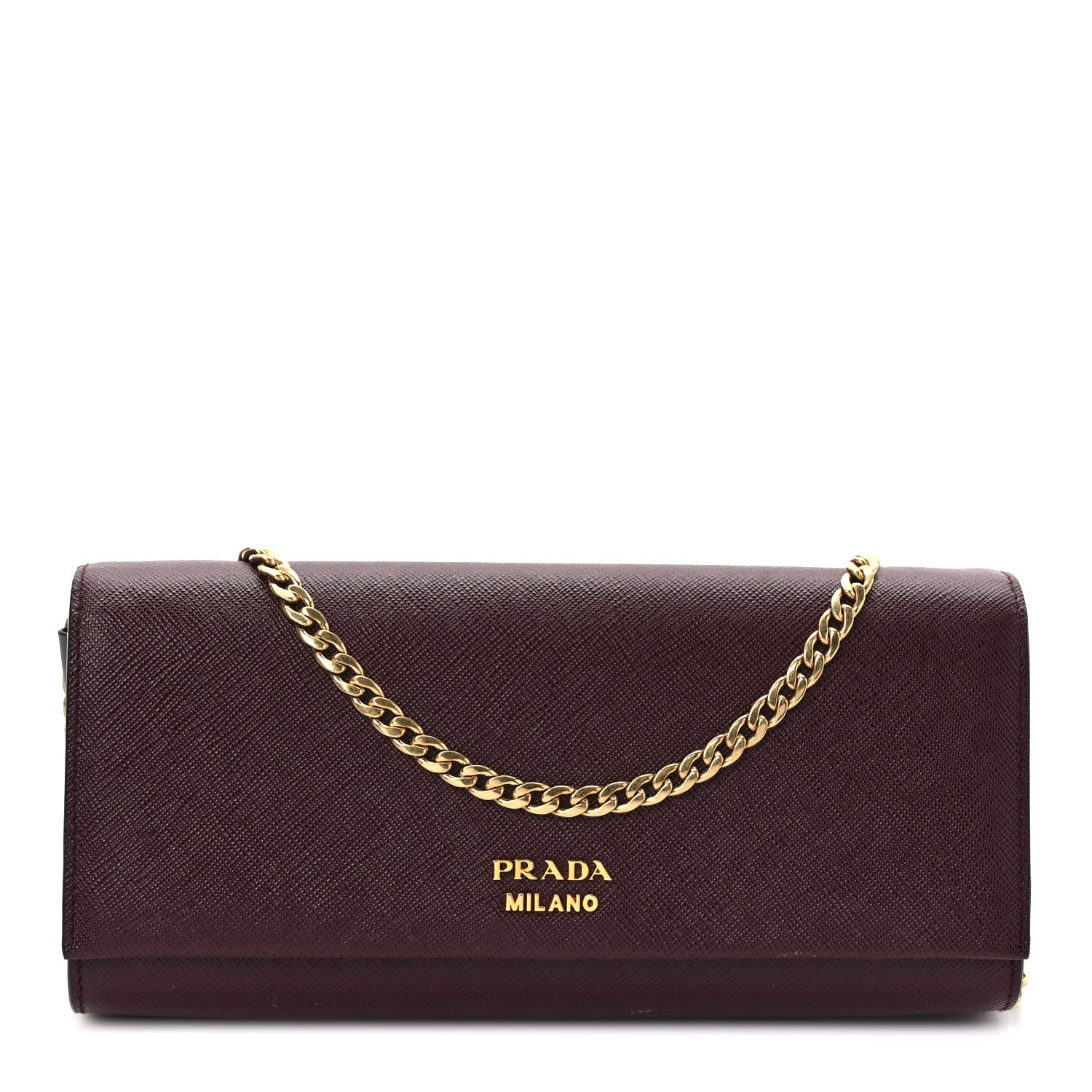 Prada Saffiano Metal Chain Wallet Granato 1 of 10
