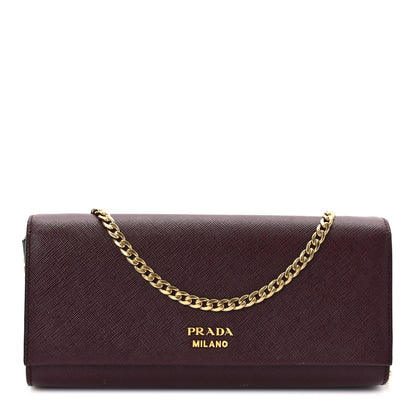 Prada Saffiano Metal Chain Wallet Granato 1 of 10