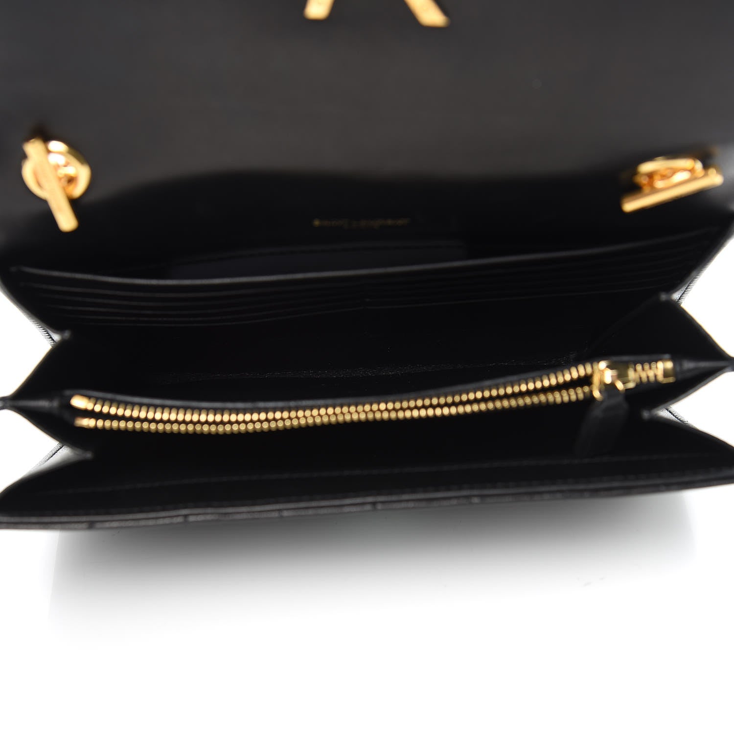 Saint Laurent Lambskin Matelasse Monogram Vicky Chain Wallet Black 5 of 8