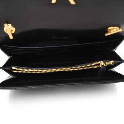 Saint Laurent Lambskin Matelasse Monogram Vicky Chain Wallet Black 5 of 8