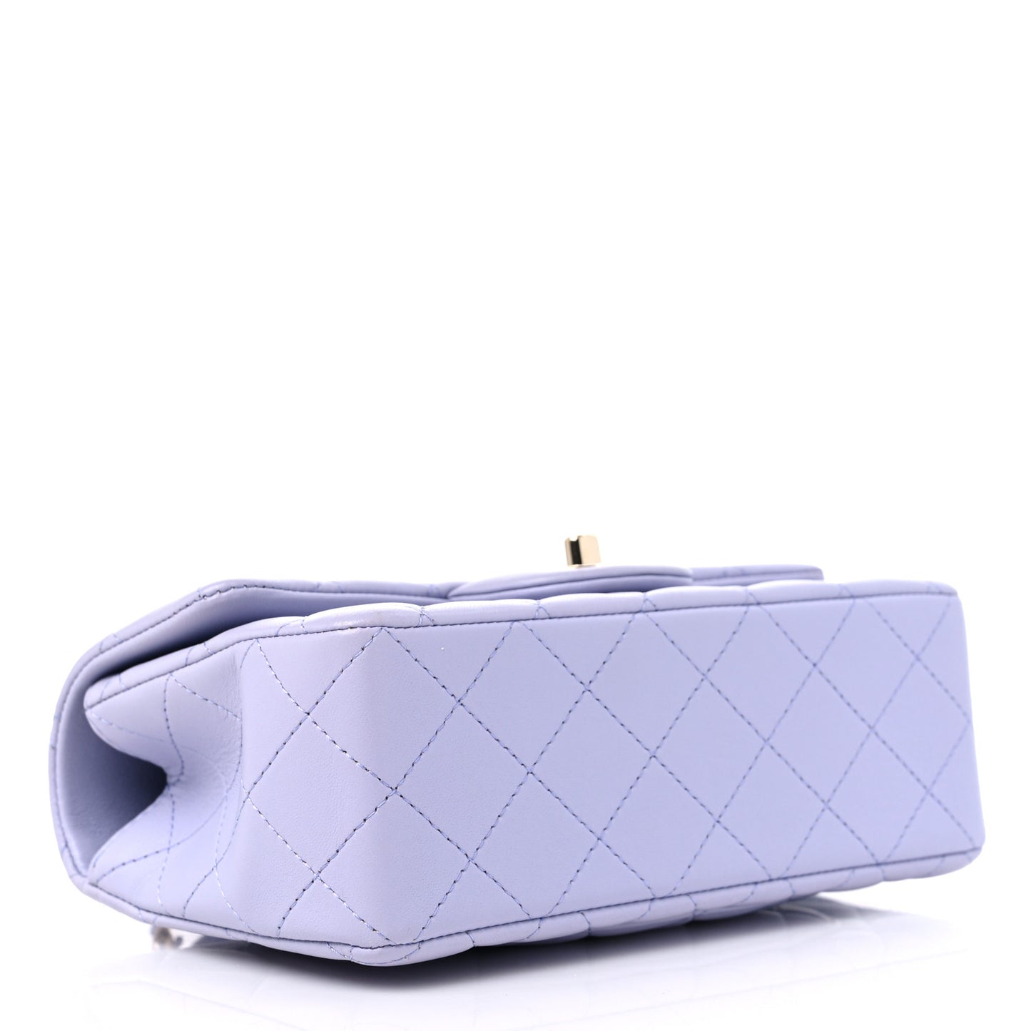 Lambskin Quilted Mini Top Handle Rectangular Flap Light Purple