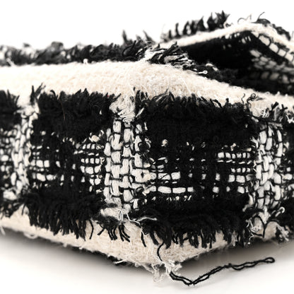 Chanel Tweed Quilted Tartan Medium Double Flap Black White 10 of 15