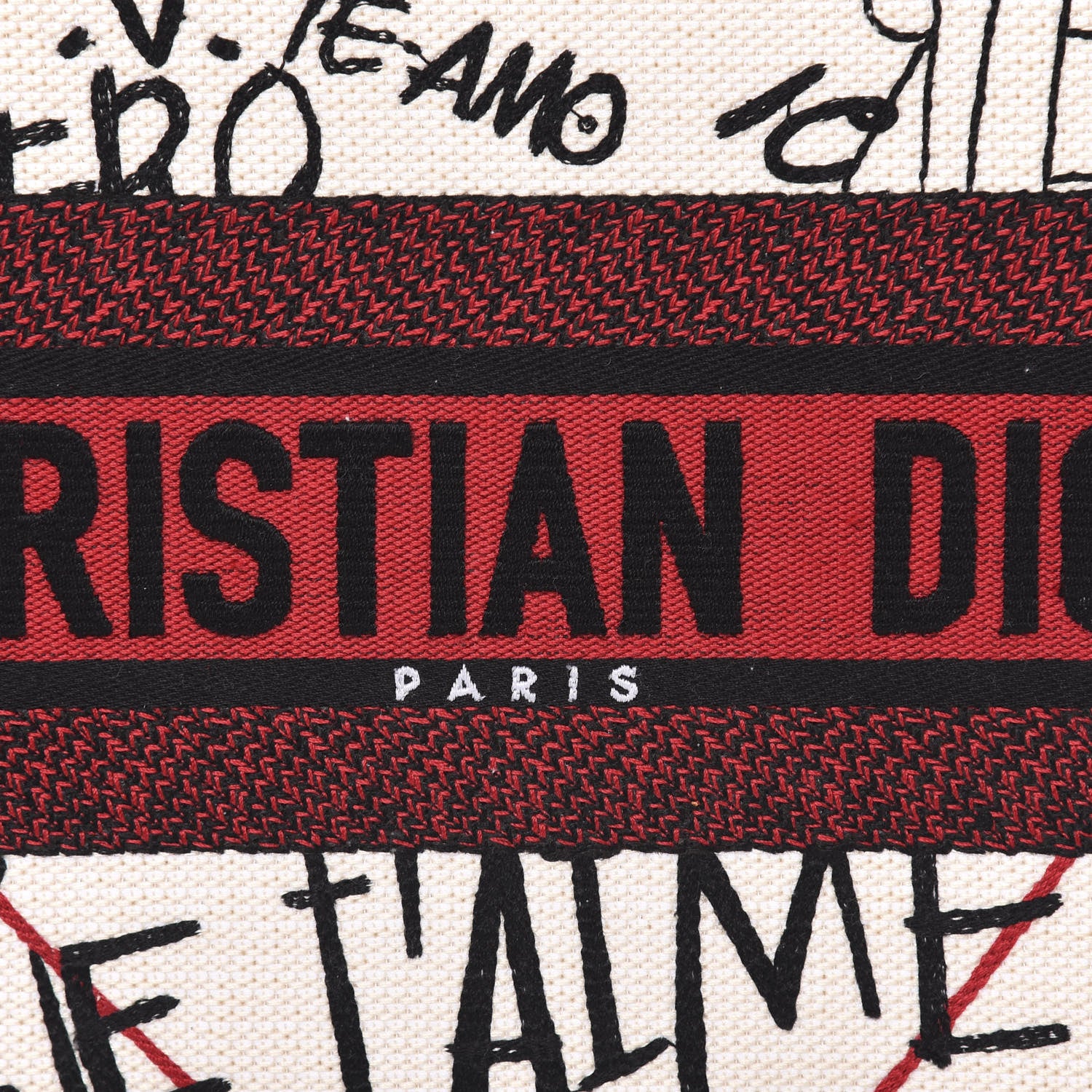 Christian Dior Canvas Embroidered Medium Dioramour Graffiti Book Tote Latte Multicolor 10 of 11