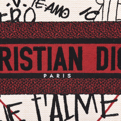 Christian Dior Canvas Embroidered Medium Dioramour Graffiti Book Tote Latte Multicolor 10 of 11