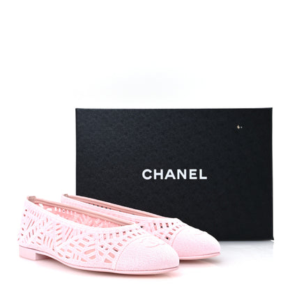 Chanel Cotton Embroidered Cap Toe Ballet Flats 39.5 Light Pink 9 of 9
