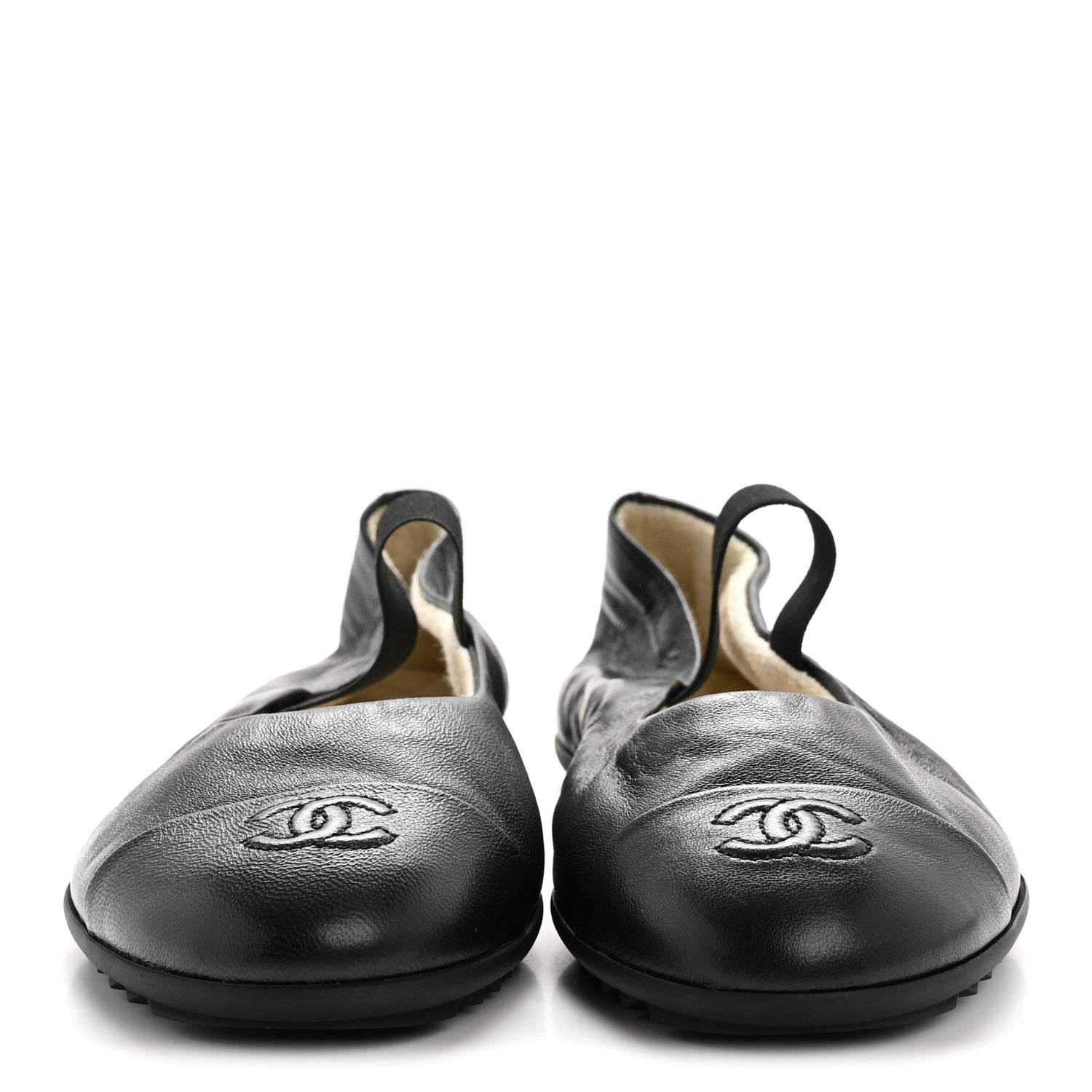 Chanel Lambskin Cap Toe CC Mary Jane Flats 38 Black 3 of 10