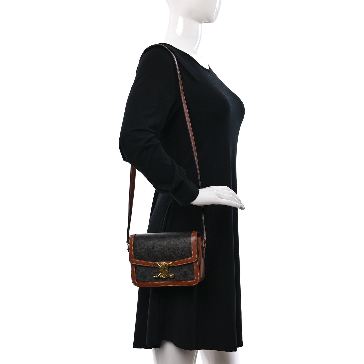 Calfskin Triomphe Canvas Teen Triomphe Bag Tan