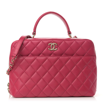 Chanel Lambskin Quilted Large Trendy CC Bowling Bag Dark Pink 1 of 11