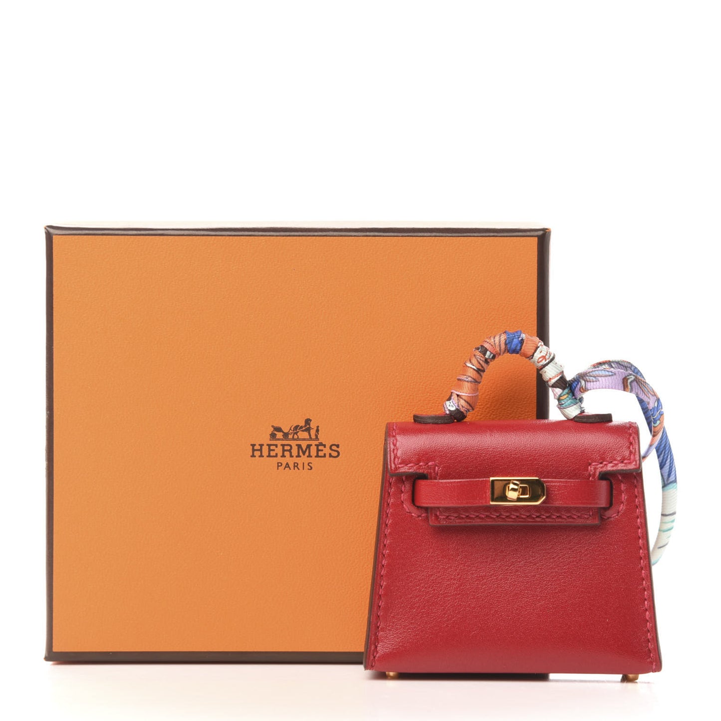 Tadelakt Mini Kelly Twilly Bag Charm Rouge Vif