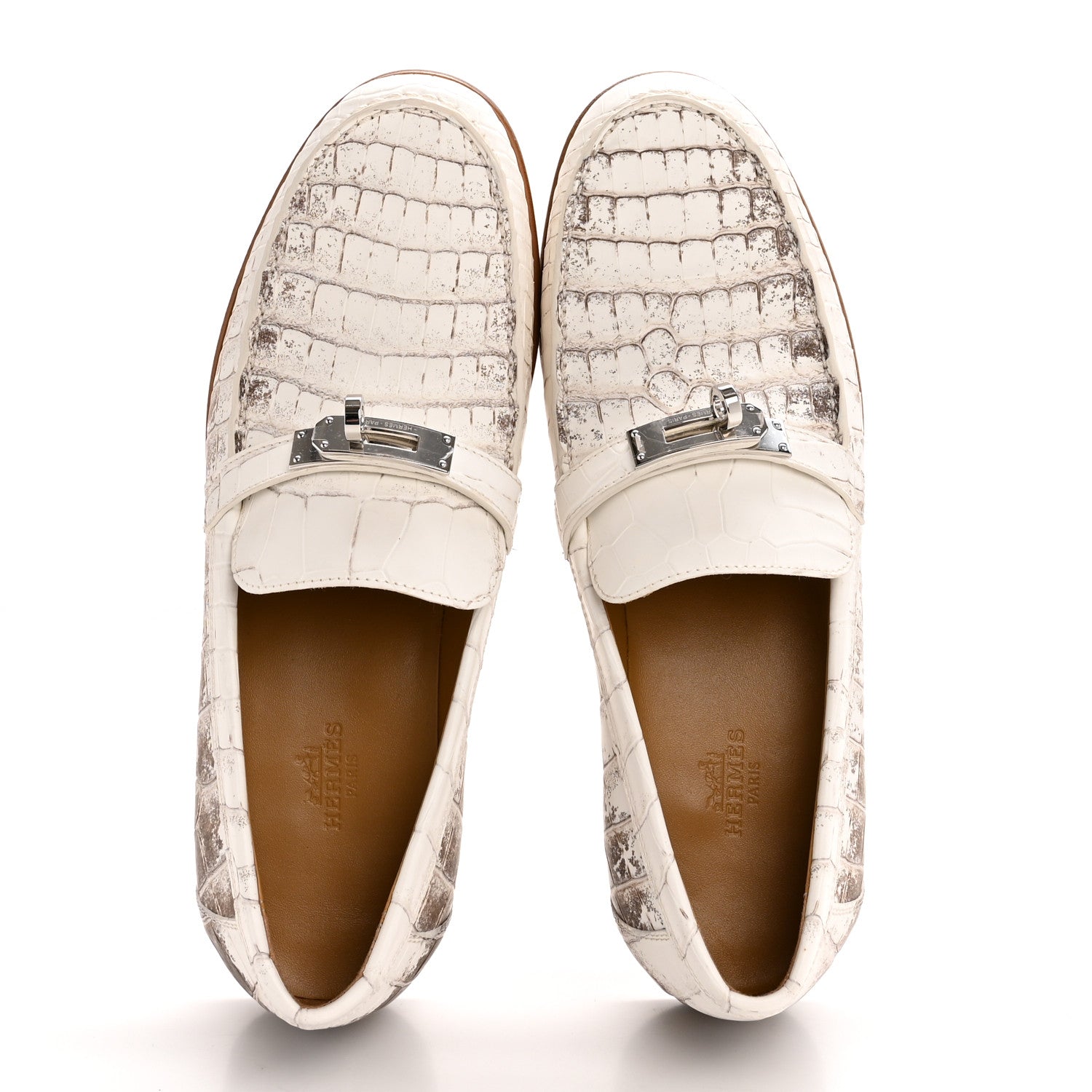 Hermes Matte Niloticus Crocodile Himalaya Womens Destin Loafer 38 Blanc 2 of 9