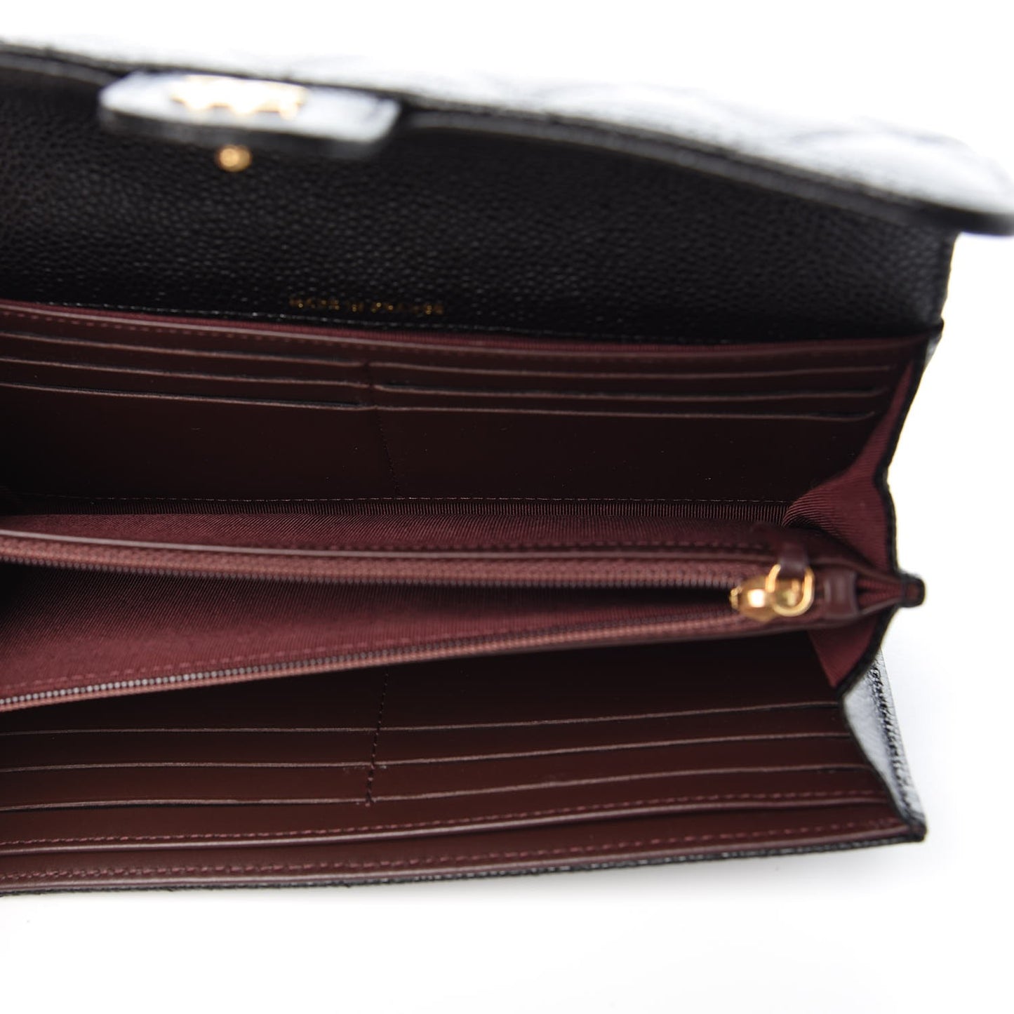Caviar Quilted Large Gusset Flap Wallet Black