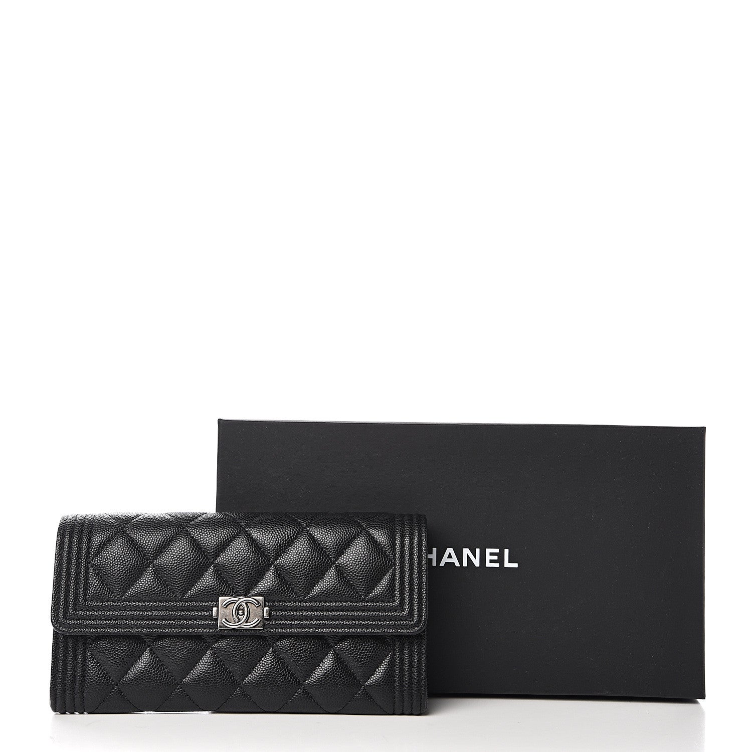 Chanel Caviar Quilted Boy Flap Wallet Black 8 of 8
