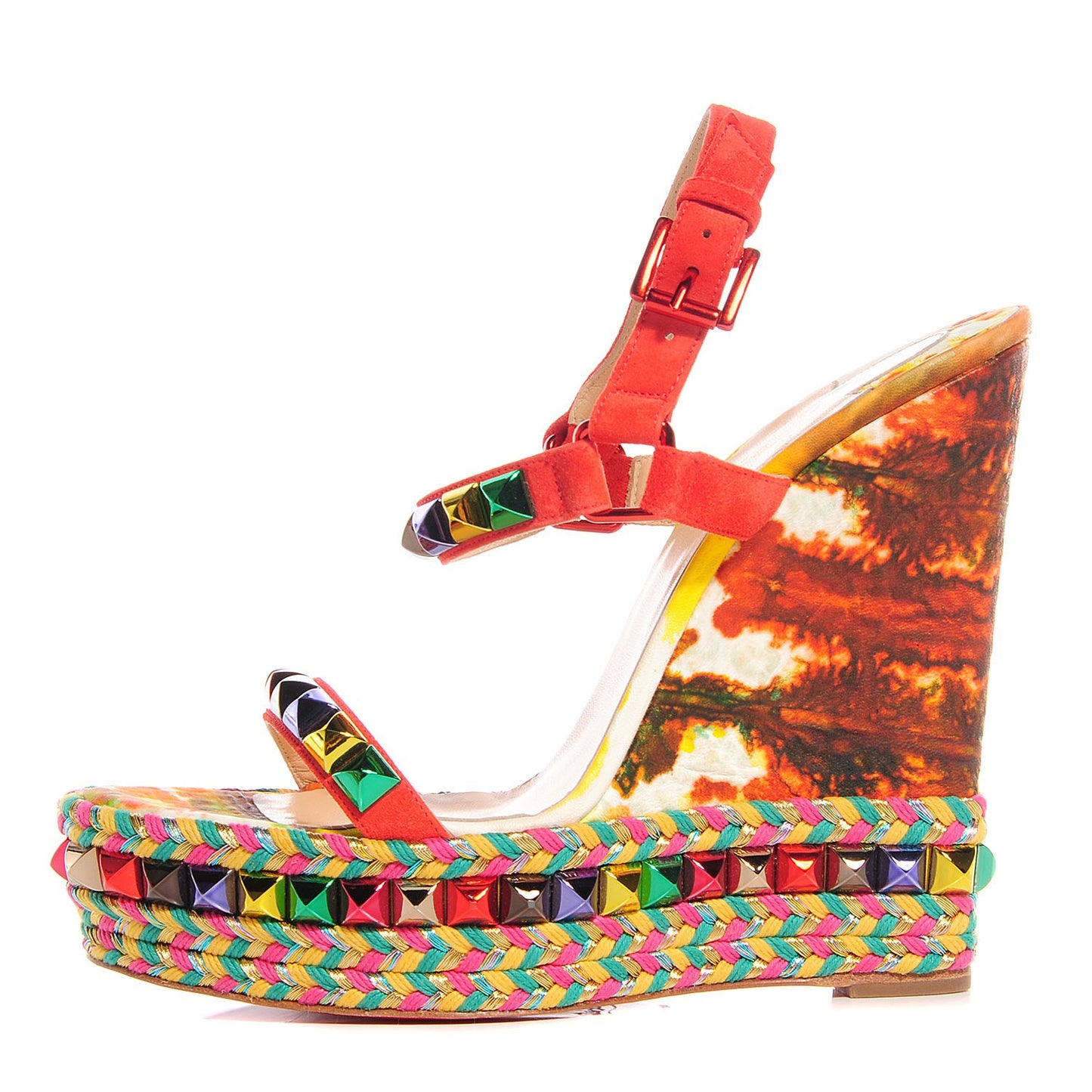 Lambskin Suede Cubana Cataclou 140 Wedge Sandals 39 Poppy