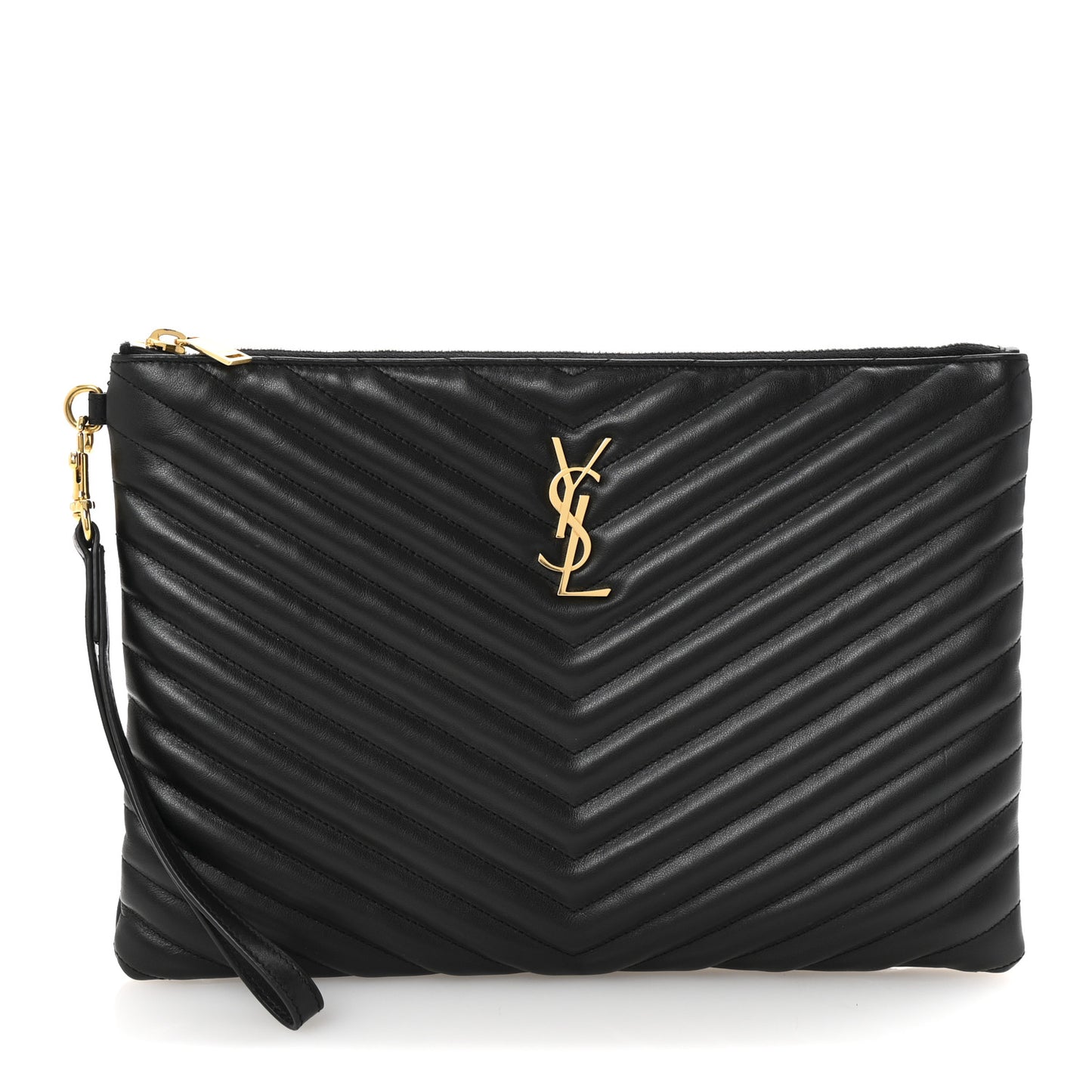 Calfskin Matelasse Monogram Cassandre Tablet Pouch Black