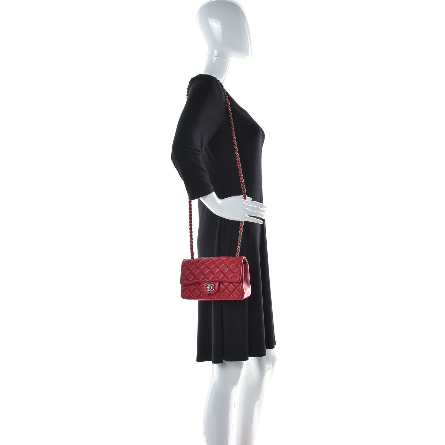 Lambskin Quilted Mini Rectangular Flap Red