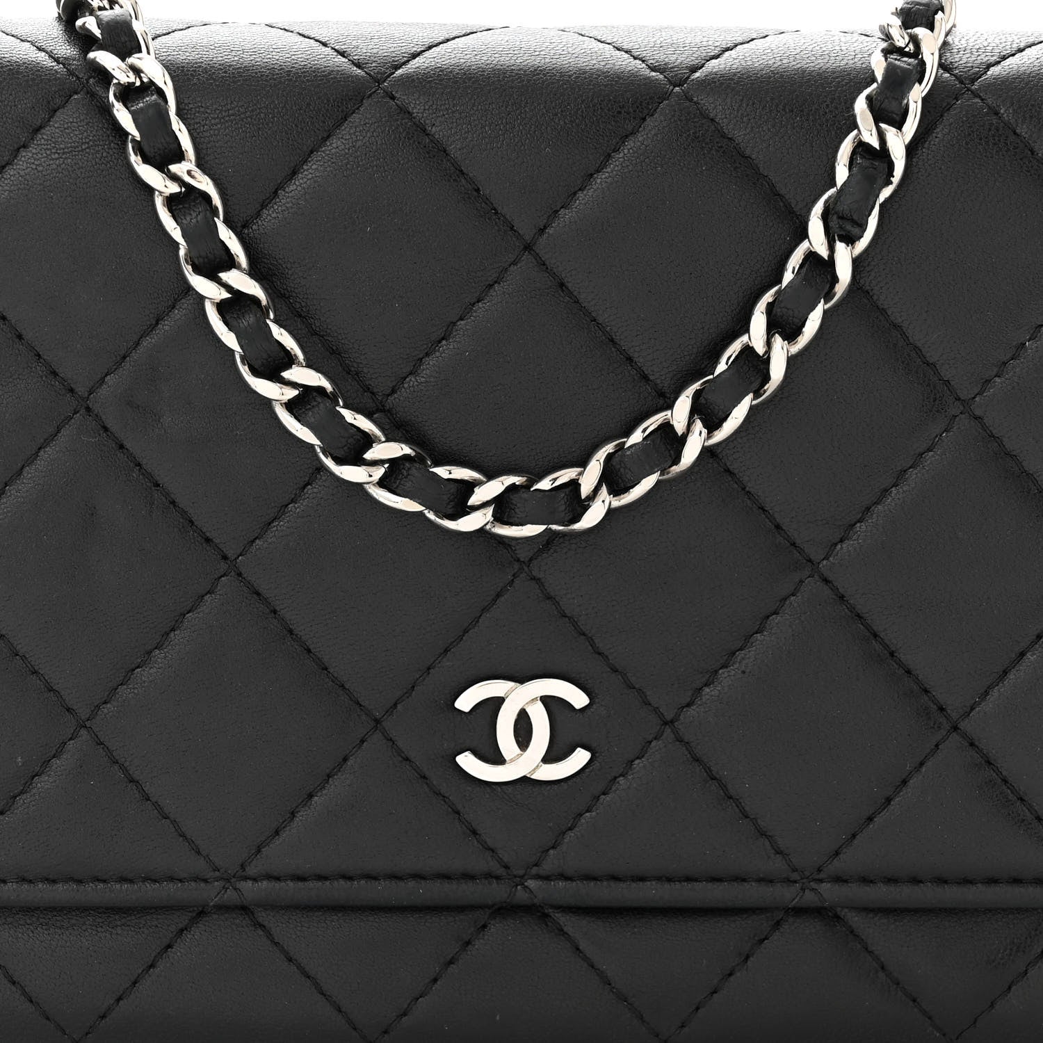 Chanel Lambskin Quilted Wallet On Chain WOC Black 9 of 11