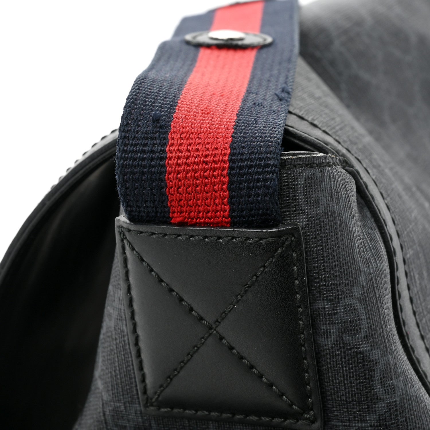 Gucci GG Supreme Monogram Web Messenger Diaper Bag Black Grey 21 of 26