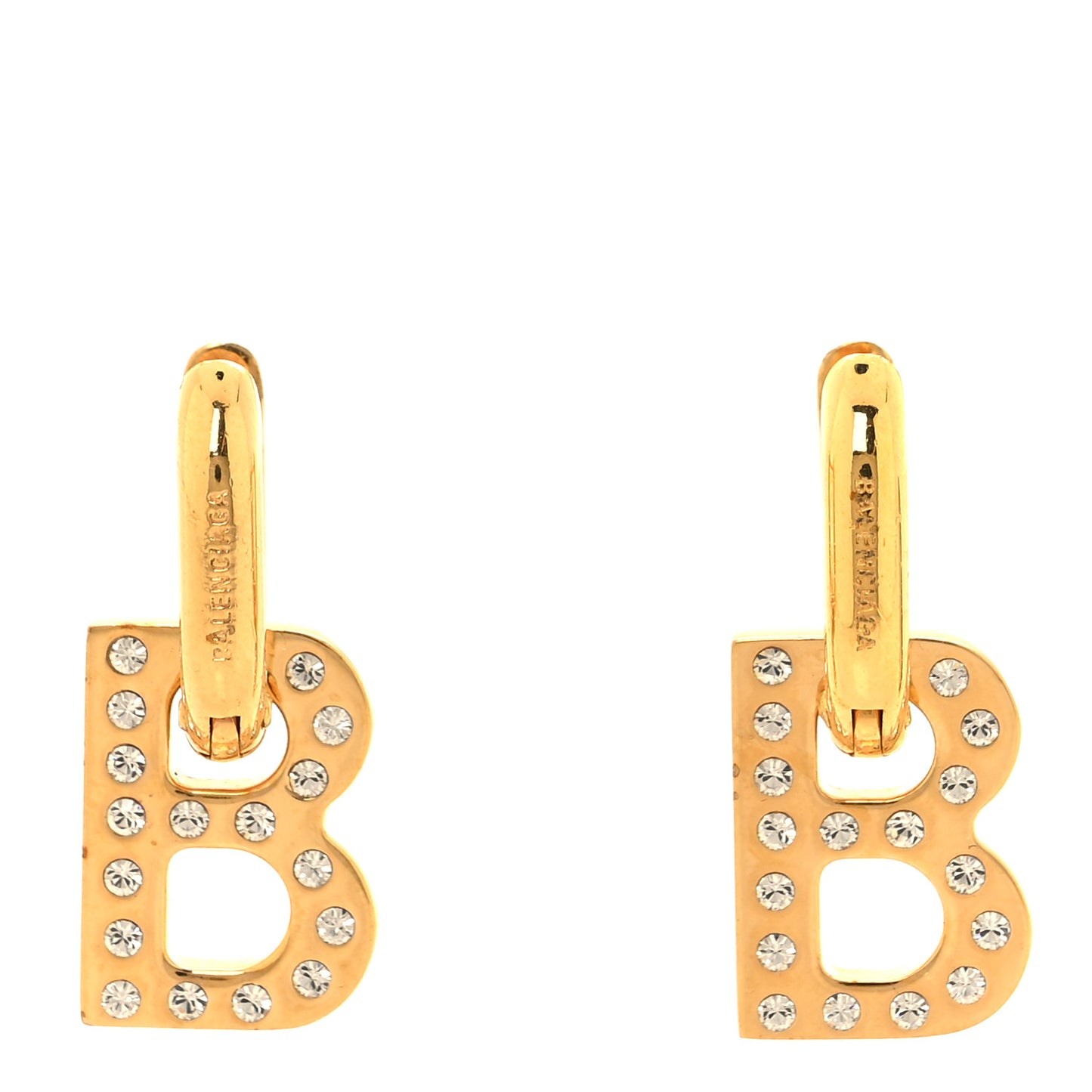 Crystal XS B Chain Drop Earrings Gold