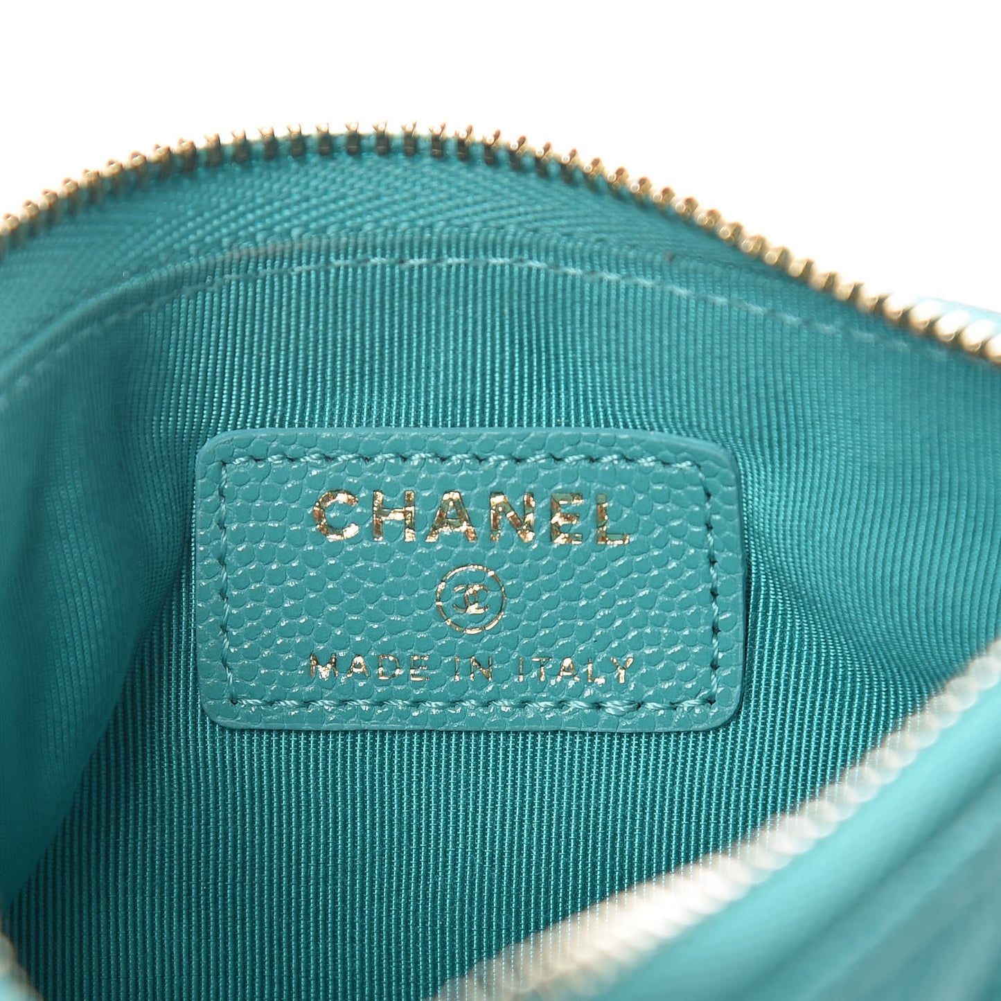 Caviar Quilted Small Cosmetic Case Turquoise