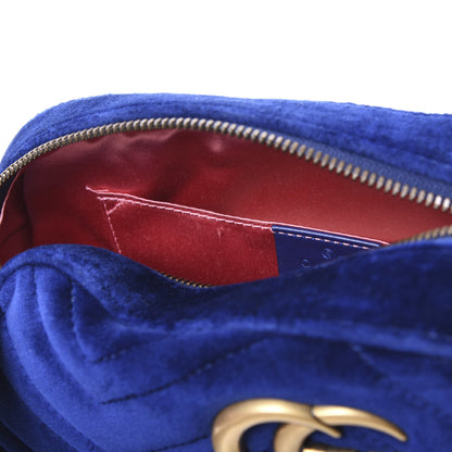 Gucci Velvet Matelasse Small GG Marmont Chain Shoulder Bag Cobalt 9 of 10