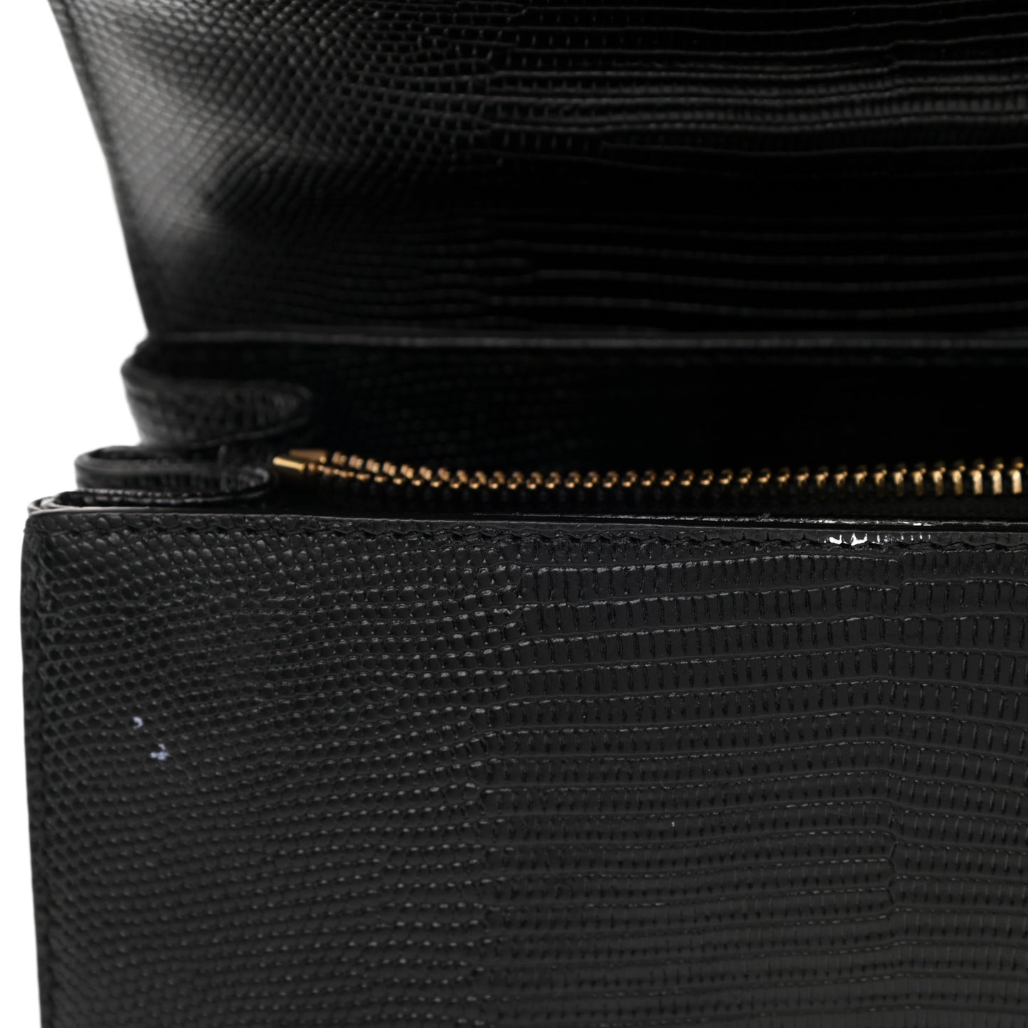 Iguana Calfskin Embossed Mini Welcome Crossbody Bag Black