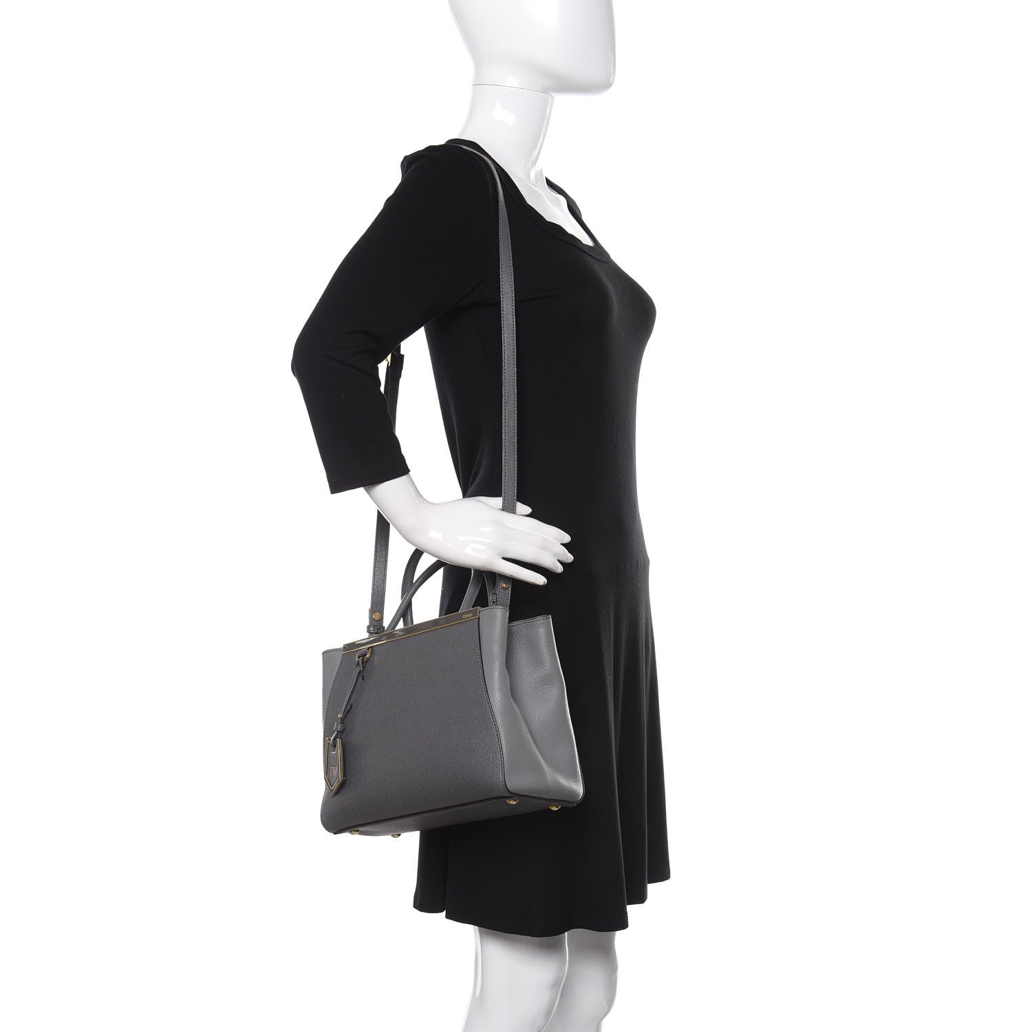 Fendi Vitello Elite Petite 2Jours Tote Grigio Grigio Chiaro 2 of 13