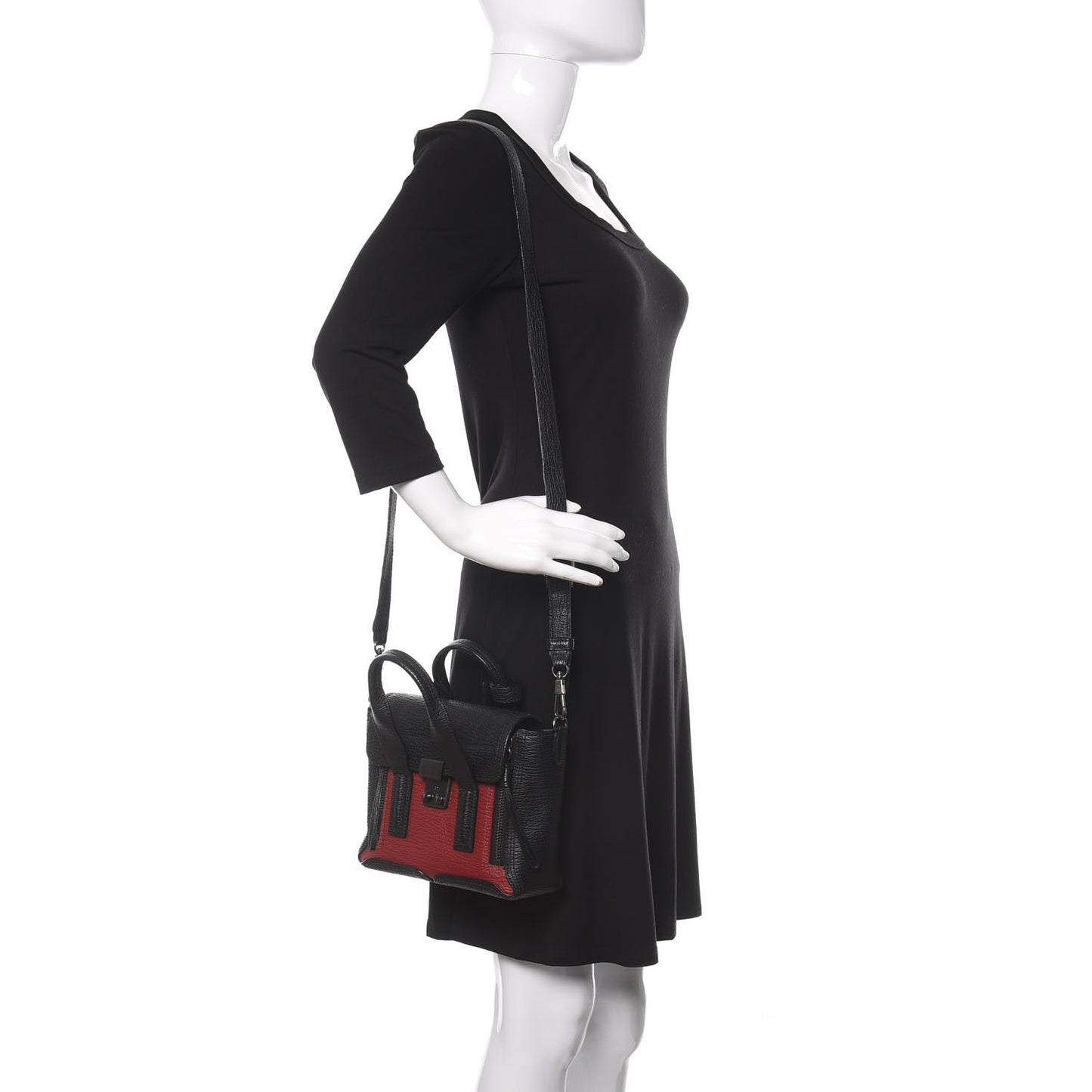3.1 Textured Calfskin Mini Pashli Satchel Crimson Black