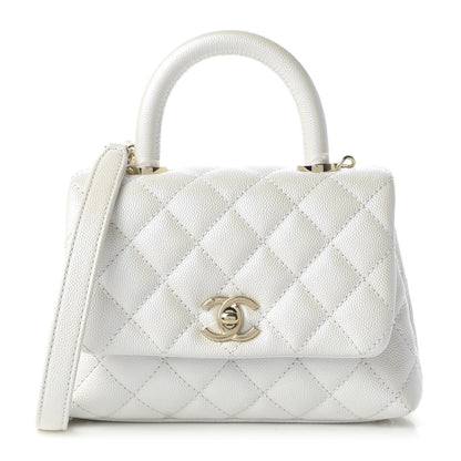 Chanel Iridescent Caviar Quilted Extra Mini Coco Handle Flap Ivory 1 of 10