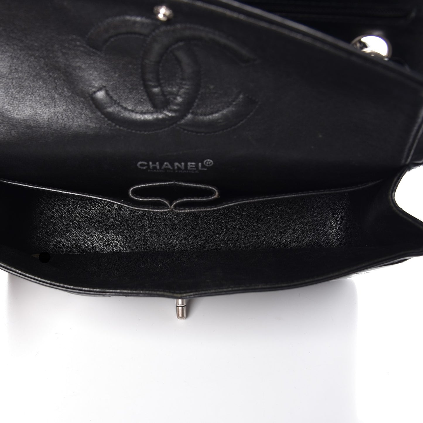 Patent Quilted Medium Double Flap Black